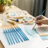 Blue handle, golden metal band, drawing pen set, multiple fine-tipped creative drawing tools, professional brush combination details Picture